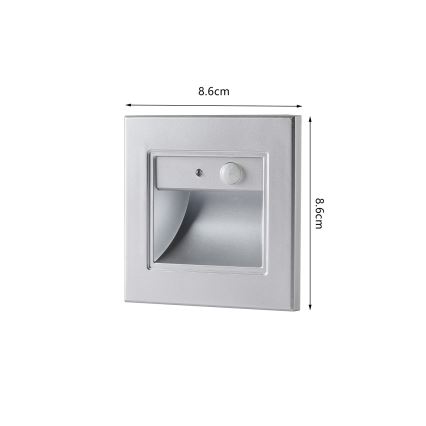 Brilagi - LED-traparmatuur met sensor STEP LIGHT LED/1,5W/230V IP44 zilver