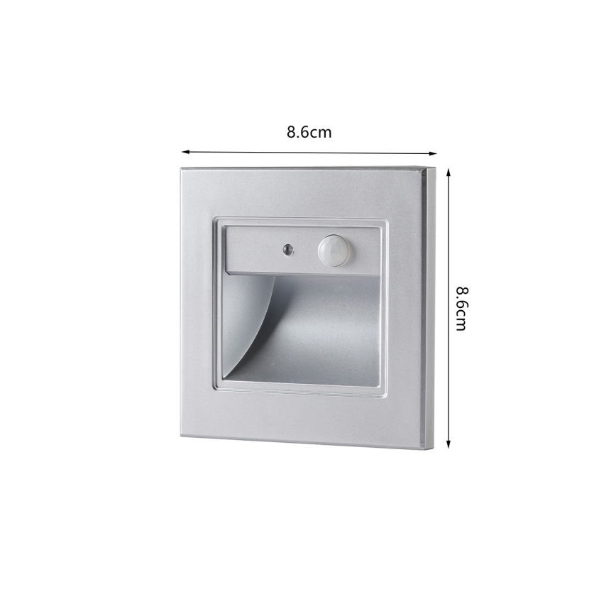 Brilagi - LED-traparmatuur met sensor STEP LIGHT LED/1,5W/230V IP44 zilver