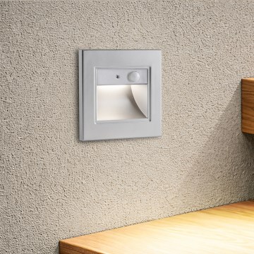 Brilagi - LED-trapverlichting met sensor STEP LIGHT LED/1,5W/230V IP44 zilverkleurig