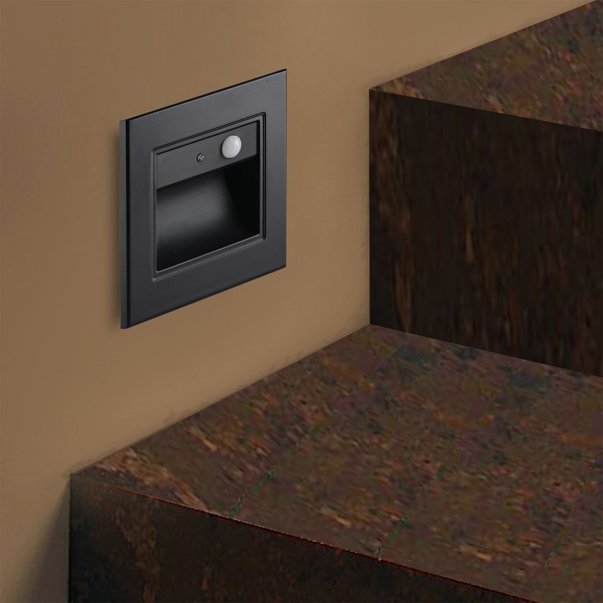 Brilagi - LED trapverlichting met sensor STEP LIGHT LED/1,5W/230V IP44 zwart