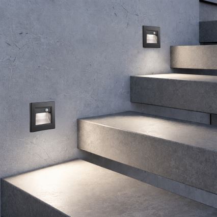 Brilagi - LED trapverlichting met sensor STEP LIGHT LED/1,5W/230V IP44 zwart
