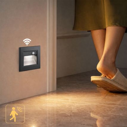 Brilagi - LED trapverlichting met sensor STEP LIGHT LED/1,5W/230V IP44 zwart