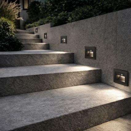 Brilagi - LED trapverlichting met sensor STEP LIGHT LED/1,5W/230V IP44 zwart