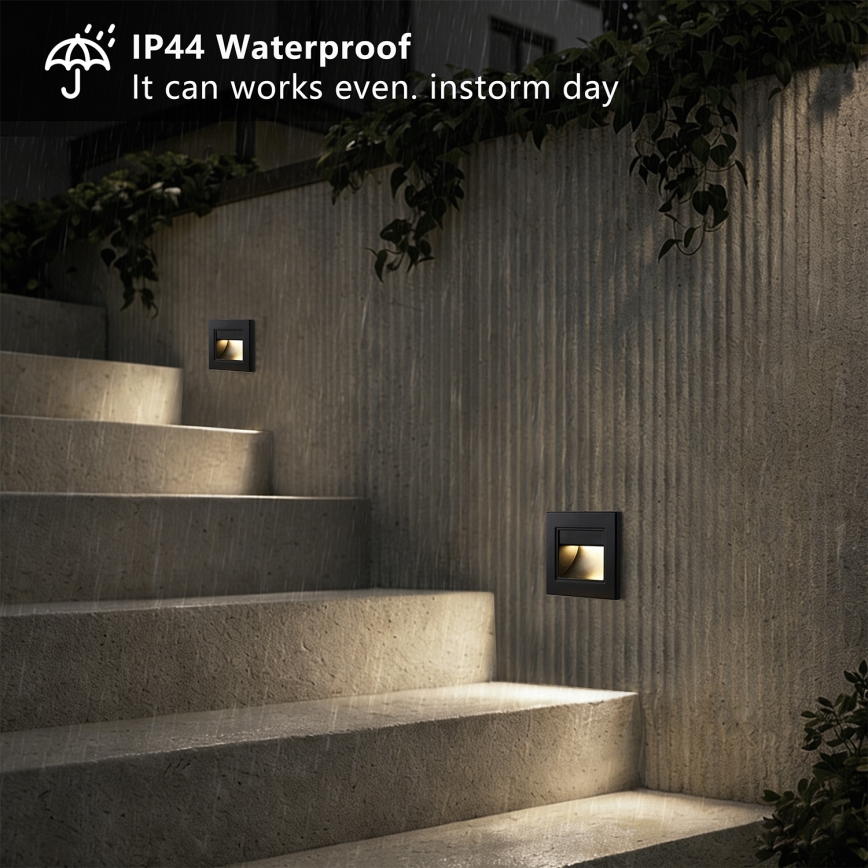 Brilagi - LED trapverlichting STEP LIGHT LED/1,5W/230V IP44 zwart