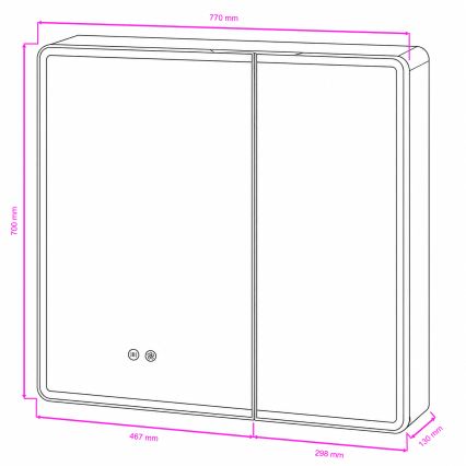 BRILAGI - LED verlichte spiegelkast voor de badkamer NOTO DOUBLE 77x70 cm