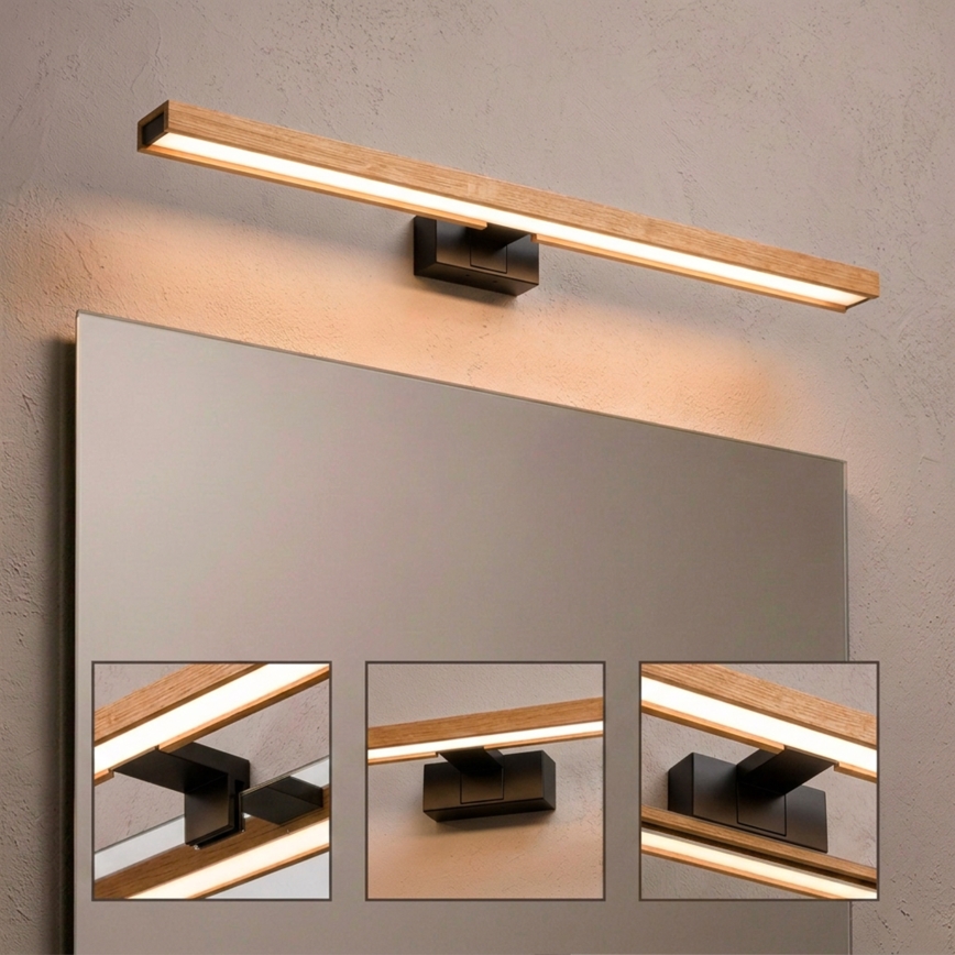 Brilagi - LED badkamerspiegelverlichting 3-in-1 WOODY MIRROR LED/15W/230V 80 cm IP44 zwart/eiken