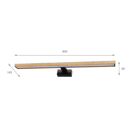 Brilagi - LED badkamerspiegelverlichting 3-in-1 WOODY MIRROR LED/15W/230V 80 cm IP44 zwart/eiken