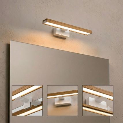 Brilagi - LED-spiegelverlichting voor de badkamer 3-in-1 WOODY MIRROR LED/8W/230V 40 cm IP44 wit/eiken