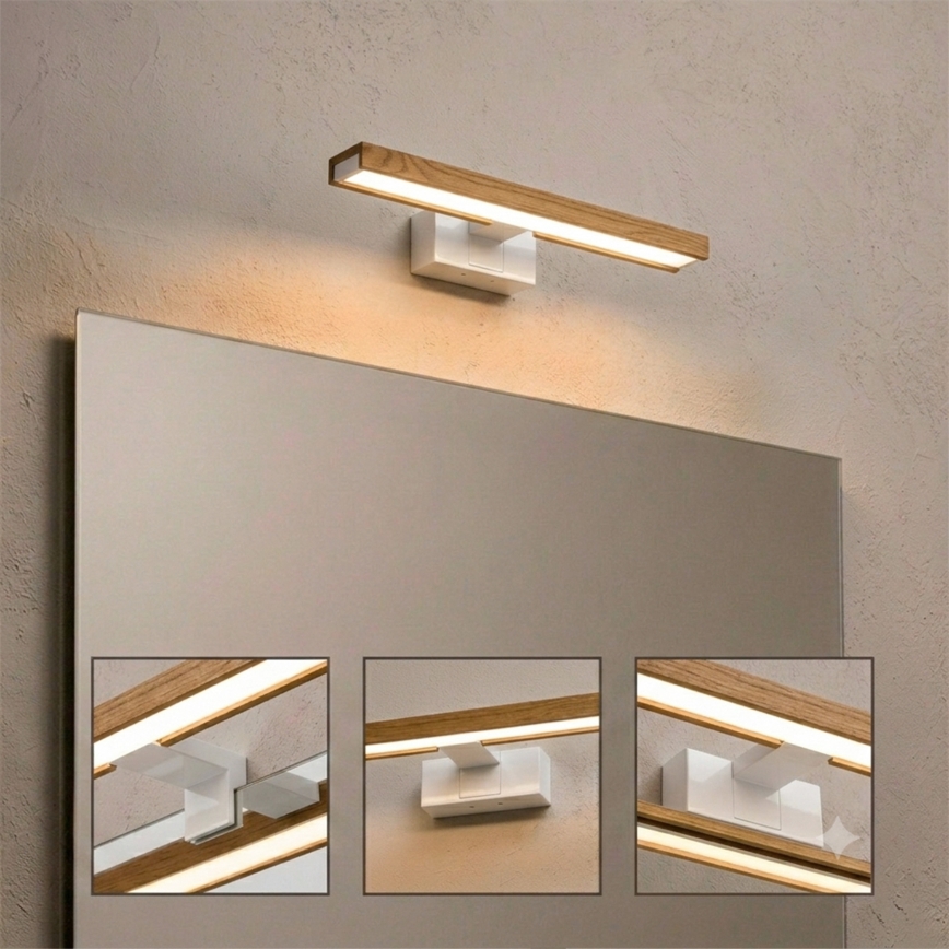 Brilagi - LED-spiegelverlichting voor de badkamer 3-in-1 WOODY MIRROR LED/8W/230V 40 cm IP44 wit/eiken