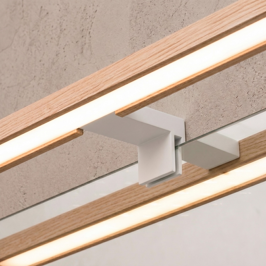 Brilagi - LED-spiegelverlichting voor de badkamer 3-in-1 WOODY MIRROR LED/8W/230V 40 cm IP44 wit/eiken