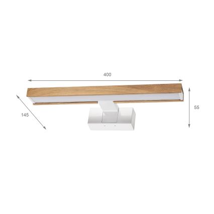 Brilagi - LED-spiegelverlichting voor de badkamer 3-in-1 WOODY MIRROR LED/8W/230V 40 cm IP44 wit/eiken
