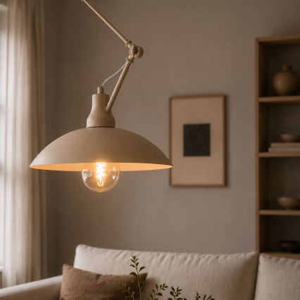 Brilagi - LED verstelbare hanglamp aan stang IRONBEAM 1xE27/60W/230V beige