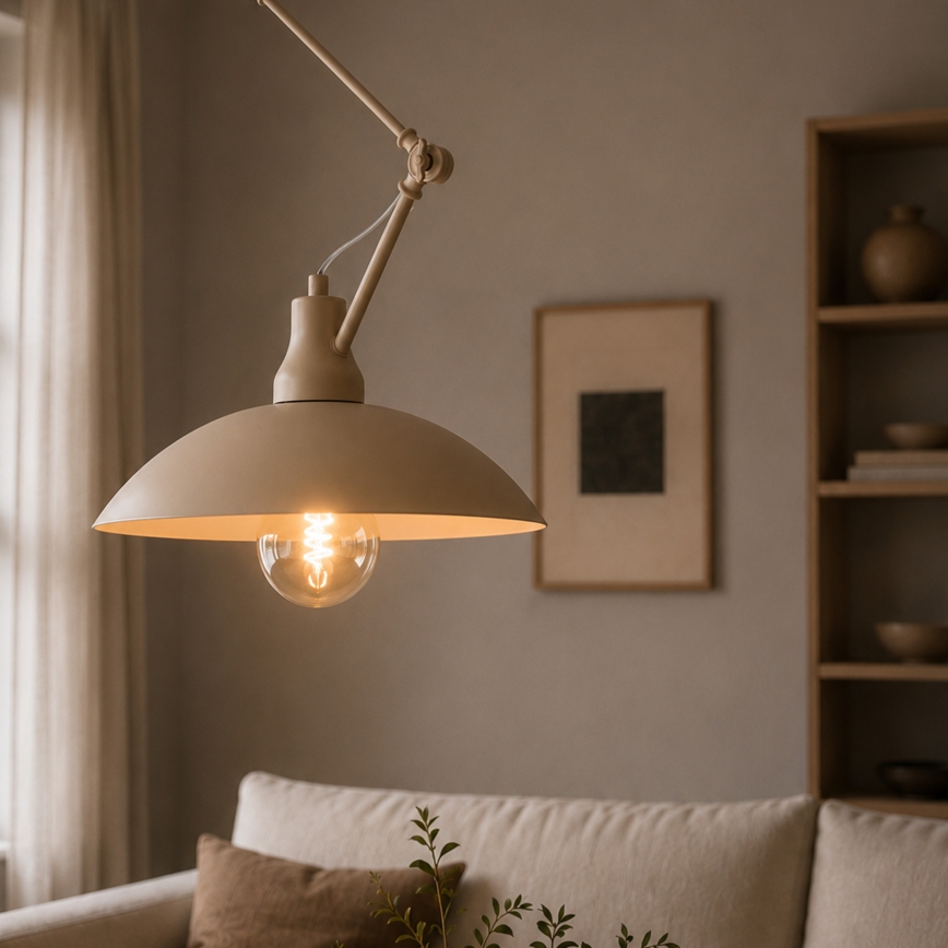 Brilagi - LED verstelbare hanglamp aan stang IRONBEAM 1xE27/60W/230V beige
