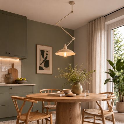 Brilagi - LED verstelbare hanglamp aan stang IRONBEAM 1xE27/60W/230V beige