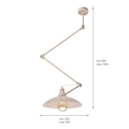 Brilagi - LED verstelbare hanglamp aan stang IRONBEAM 1xE27/60W/230V beige