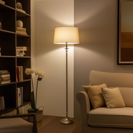 Brilagi - LED vloerlamp CERIA 1x E27/60W/230V Ø 45 cm glanzend chroom/beige