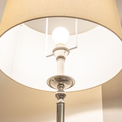 Brilagi - LED vloerlamp CERIA 1x E27/60W/230V Ø 45 cm glanzend chroom/beige