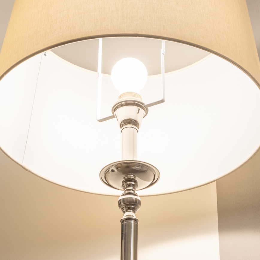 Brilagi - LED vloerlamp CERIA 1x E27/60W/230V Ø 45 cm glanzend chroom/beige