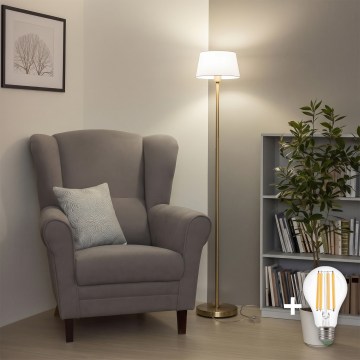 Brilagi - LED Vloerlamp CERIA 1xE27/20W/230V Ø 30 cm wit/goud