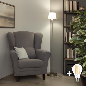 Brilagi - LED vloerlamp CERIA 1xE27/40W/230V Ø 20,5 cm wit/mat chroom