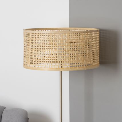 Brilagi - LED vloerlamp CERIA 1xE27/40W/230V Ø 25 cm bamboe/mat chroom