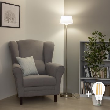 Brilagi - LED-vloerlamp CERIA 1xE27/40W/230V Ø 25 cm wit/mat chroom