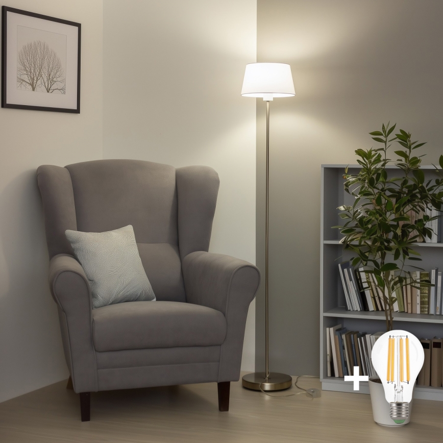 Brilagi - LED-vloerlamp CERIA 1xE27/40W/230V Ø 25 cm wit/mat chroom