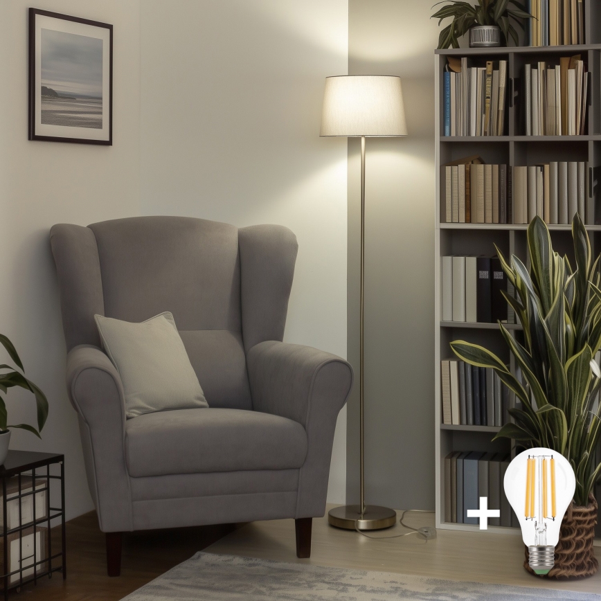 Brilagi - LED vloerlamp CERIA 1xE27/40W/230V Ø 30 cm grijs/mat chroom