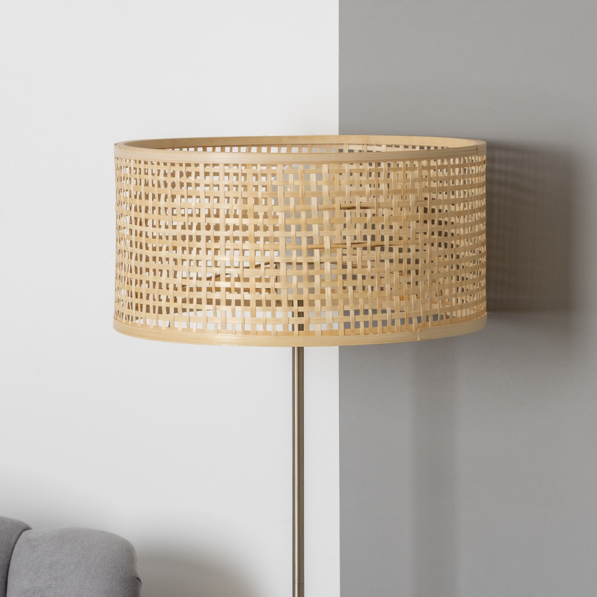 Brilagi - LED vloerlamp CERIA 1xE27/40W/230V Ø 40 cm bamboe/mat chroom