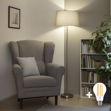 Brilagi - LED-vloerlamp CERIA 1xE27/40W/230V Ø 45 cm grijs/mat chroom