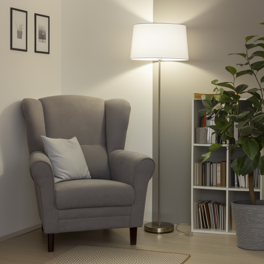 Brilagi - LED-vloerlamp CERIA 1xE27/40W/230V Ø 45 cm wit/mat chroom