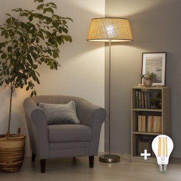 Brilagi - LED vloerlamp CERIA 1xE27/40W/230V Ø 50 cm beige/mat chroom
