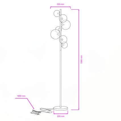 Brilagi - LED Vloerlamp MILLA 7xG9/3W/230V zwart chroom/gerookt