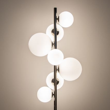 Brilagi - LED Vloerlamp MILLA 7xG9/3W/230V zwart chroom/wit