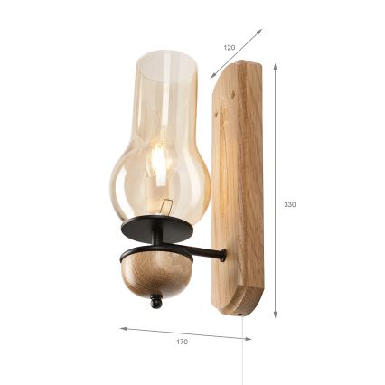 Brilagi - LED Wandlamp COTTAGE 1xE14/40W/230V eiken/bruin