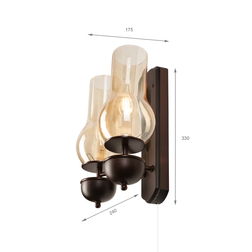 Brilagi - LED Wandlamp COTTAGE 2xE14/40W/230V beuken/bruin