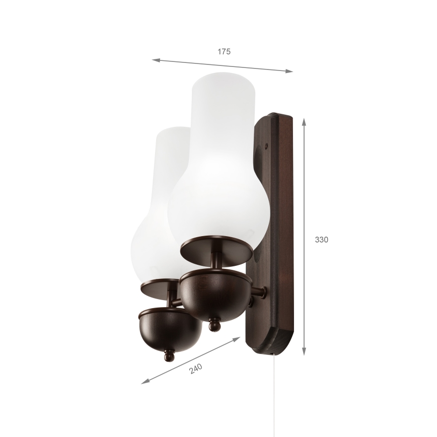 Brilagi - LED Wandlamp COTTAGE 2xE14/40W/230V beuken/wit