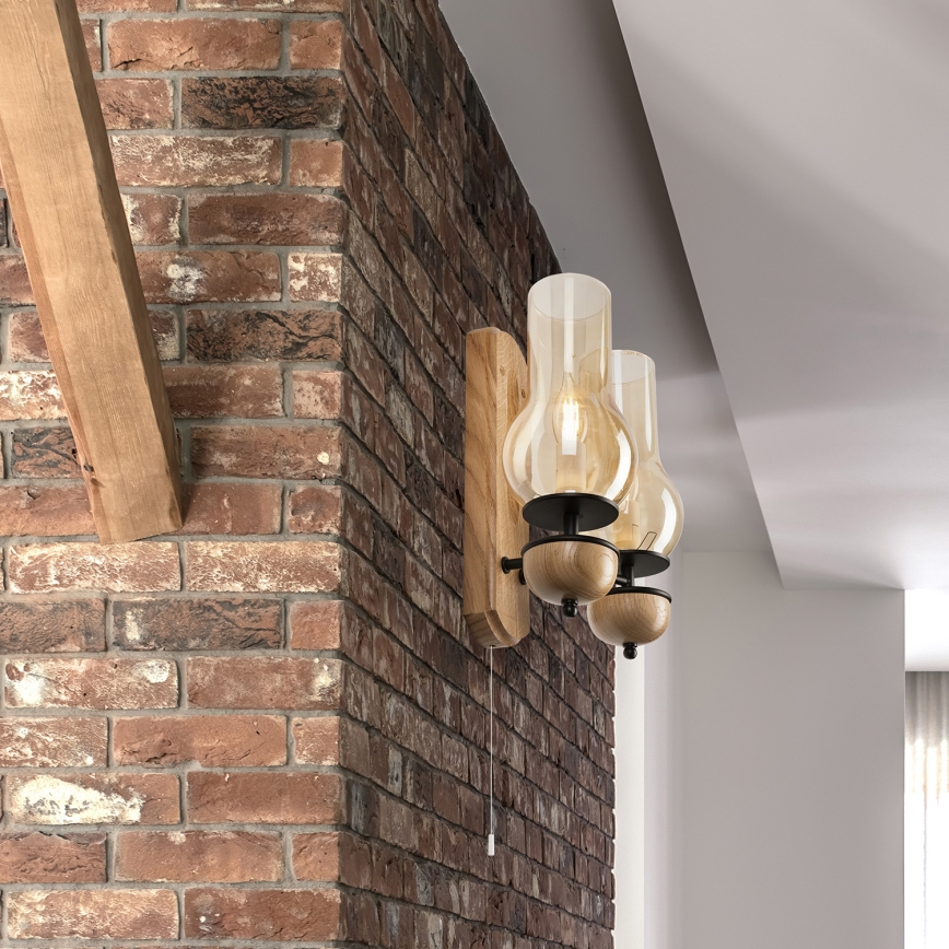 Brilagi - LED Wandlamp COTTAGE 2xE14/40W/230V eiken/bruin