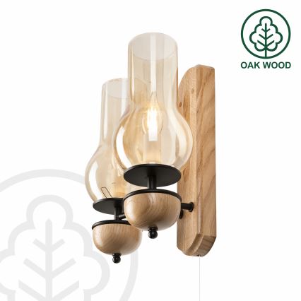Brilagi - LED Wandlamp COTTAGE 2xE14/40W/230V eiken/bruin