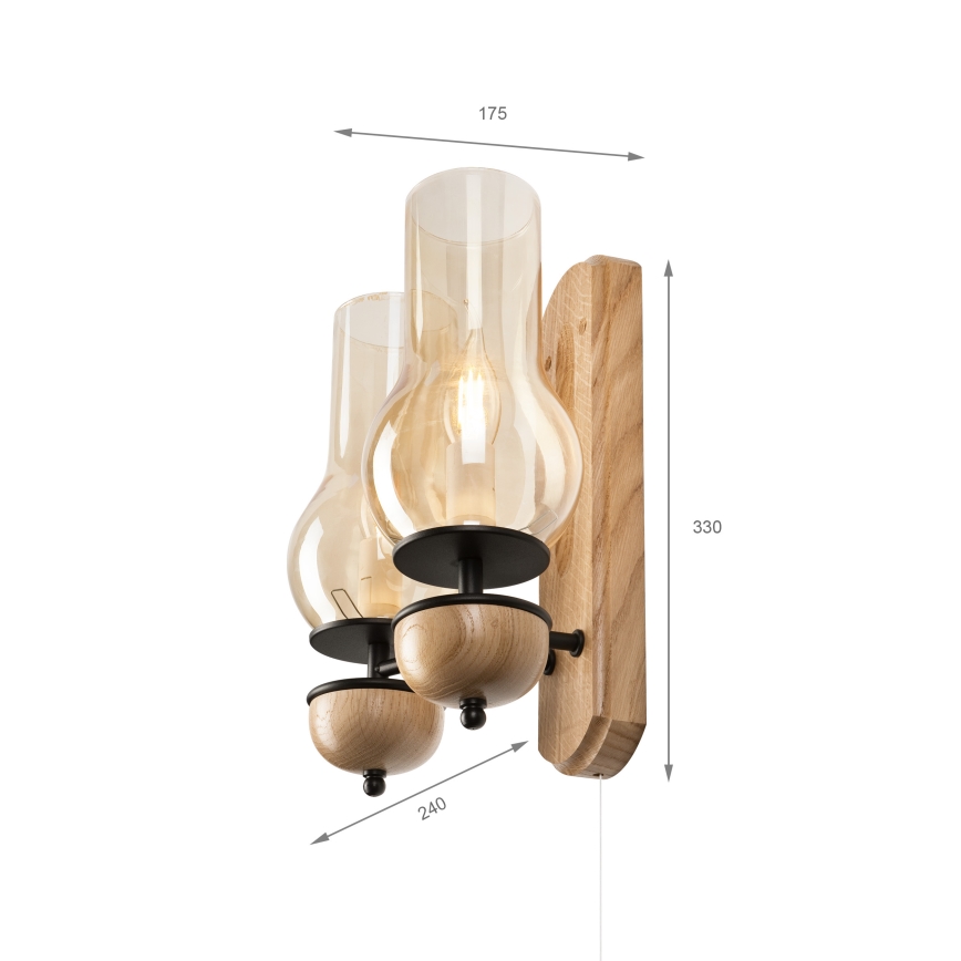 Brilagi - LED Wandlamp COTTAGE 2xE14/40W/230V eiken/bruin