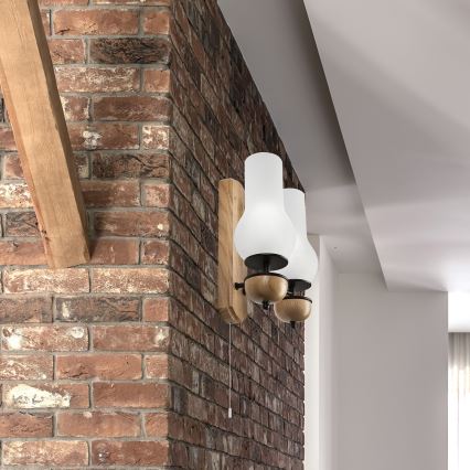 Brilagi - LED Wandlamp COTTAGE 2xE14/40W/230V eiken/wit