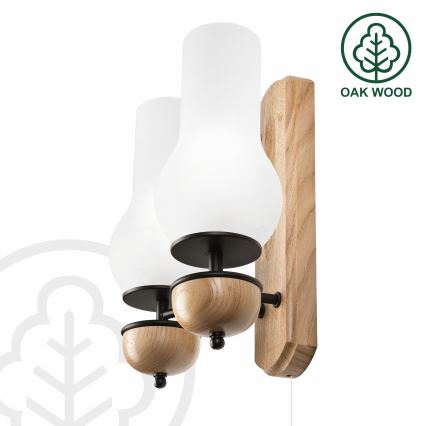 Brilagi - LED Wandlamp COTTAGE 2xE14/40W/230V eiken/wit