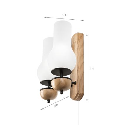 Brilagi - LED Wandlamp COTTAGE 2xE14/40W/230V eiken/wit