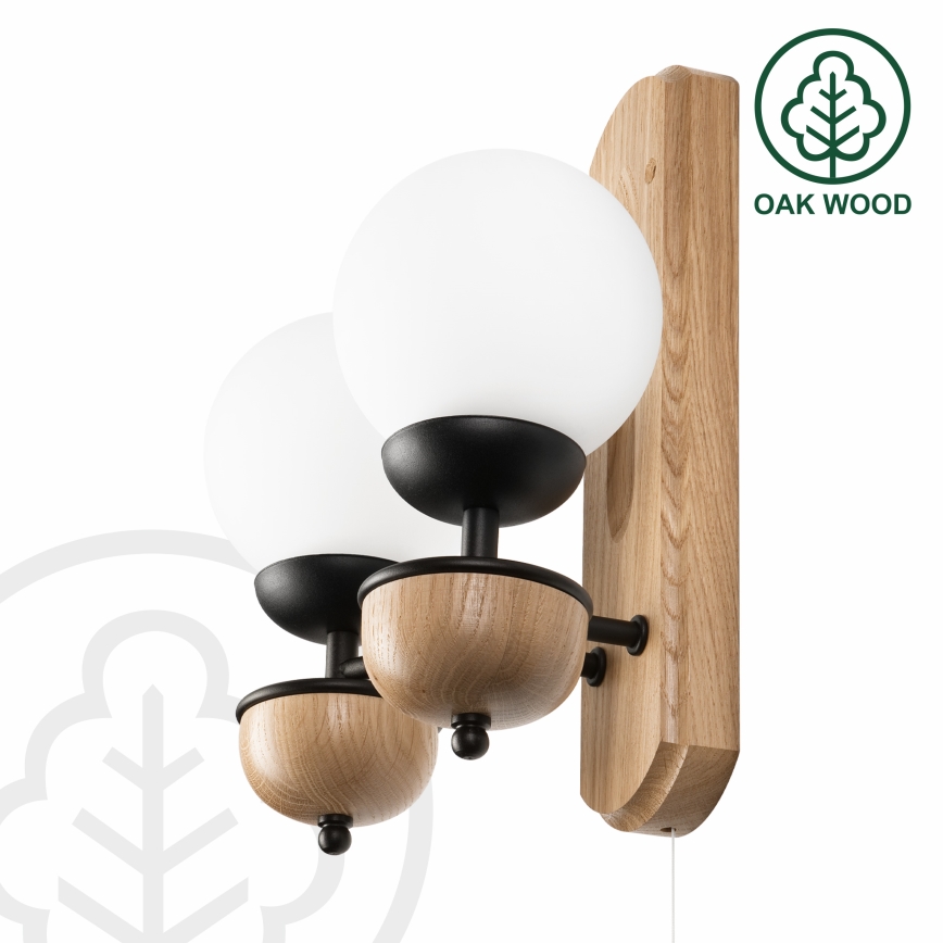 Brilagi - LED Wandlamp COTTAGE 2xG9/40W/230V eiken/wit