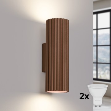 Brilagi - LED-wandlamp CRESTO 2xGU10/10W/230V 20 cm bruin
