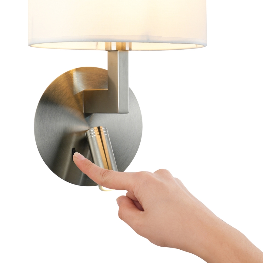 Brilagi - LED Wandlamp DAYA 1xE14/40W/230V + LED/3W wit/mat chroom