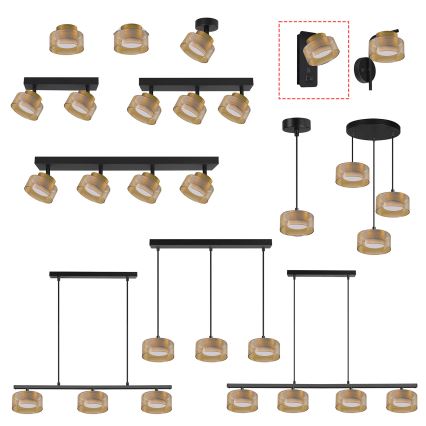 Brilagi - LED Wandlamp met USB-poort AURA LUX 1xGX53/30W/230V zwart/goud