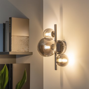 Brilagi - LED-wandlamp MILLA 3xG9/3W/230V zwart chroom/gerookt glas