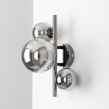 Brilagi - LED-wandlamp MILLA 3xG9/3W/230V zwart chroom/gerookt glas