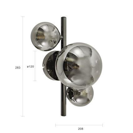Brilagi - LED-wandlamp MILLA 3xG9/3W/230V zwart chroom/gerookt glas
